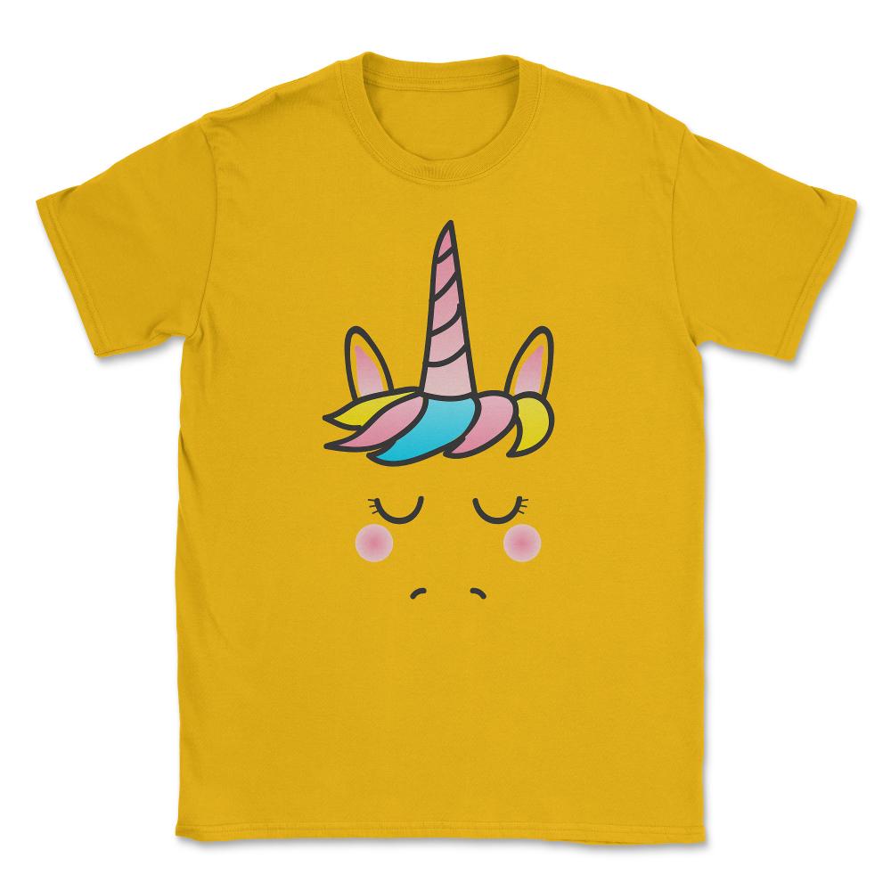 Cute Unicorn Face Unisex T-Shirt - Gold