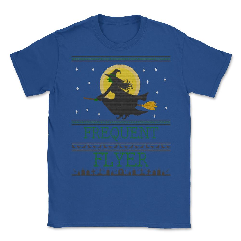 Frequent Flyer Ugly Halloween Witch Sweater Unisex T-Shirt - Royal Blue