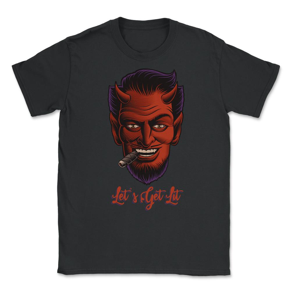 Let''s Get Lit Devil Satan Sin Unisex T-Shirt - Black