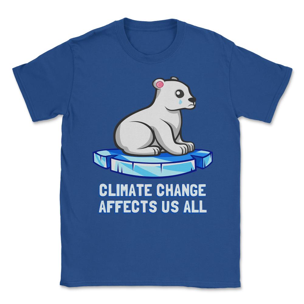 Climate Change Affects Us All Crying Polar Bear Unisex T-Shirt - Royal Blue