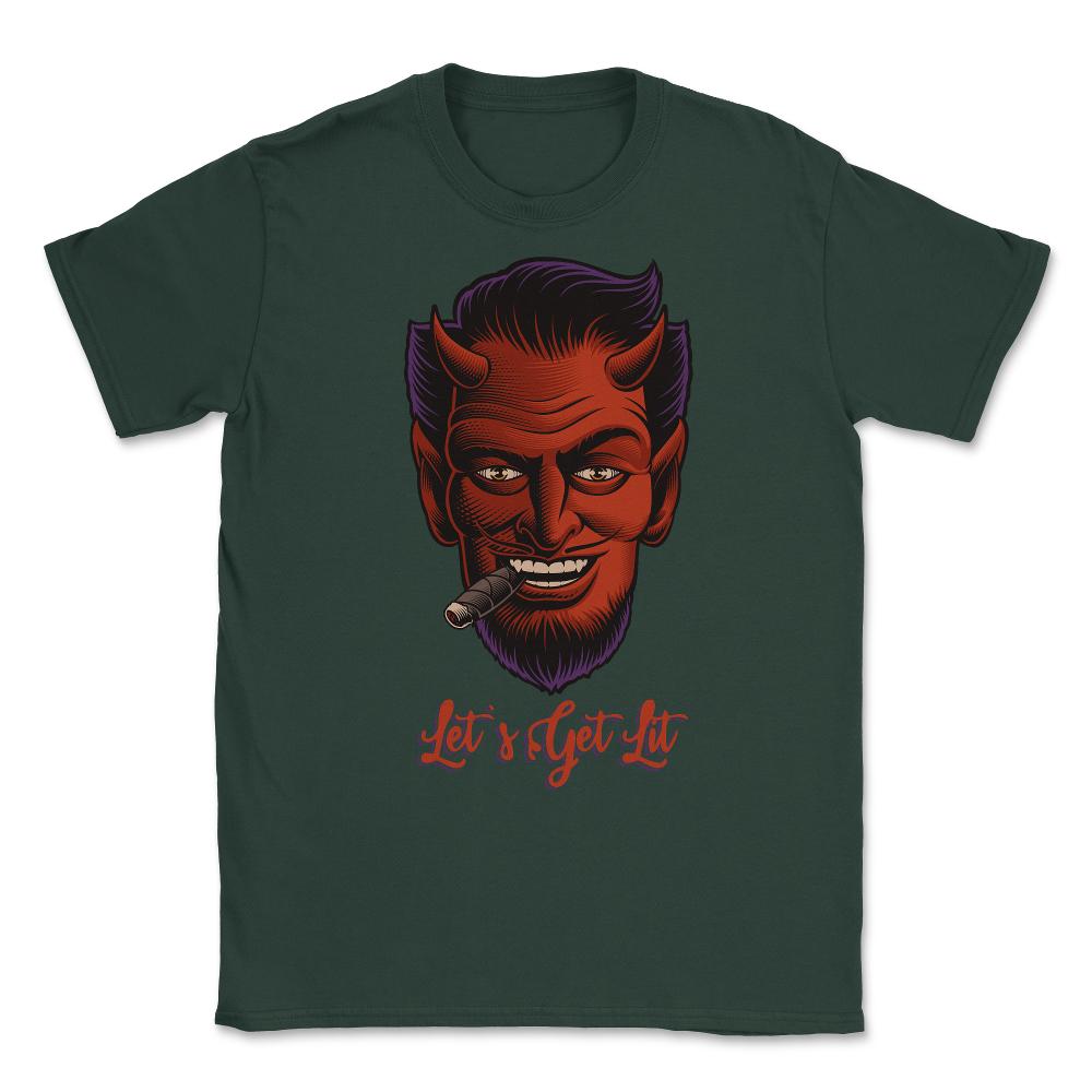 Let''s Get Lit Devil Satan Sin Unisex T-Shirt - Forest Green