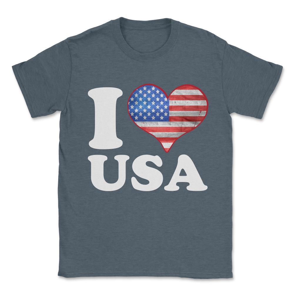 I Love the USA Patriotic Unisex T-Shirt - Dark Grey Heather