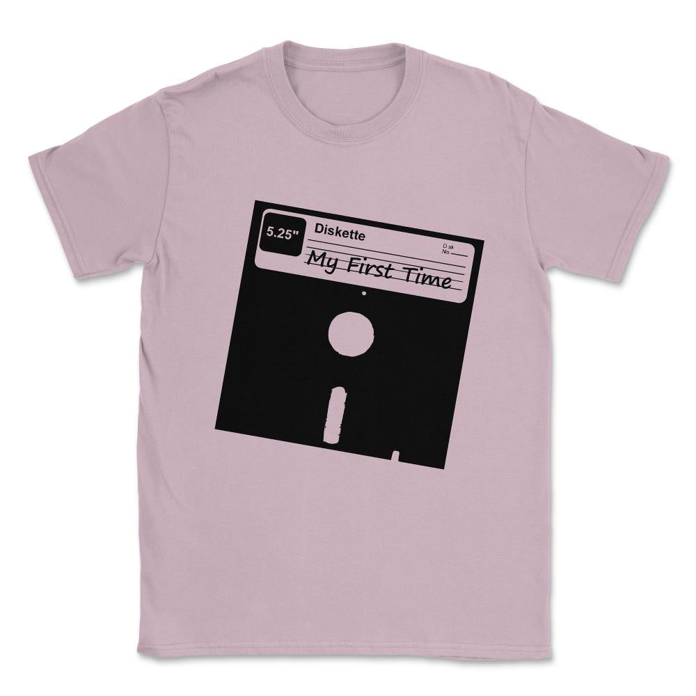 My First Time Retro 80s Floppy Disk Unisex T-Shirt - Light Pink