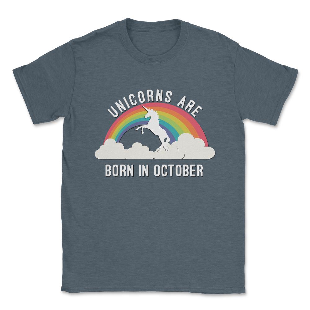 Unicorns Are Born In October Unisex T-Shirt - Dark Grey Heather