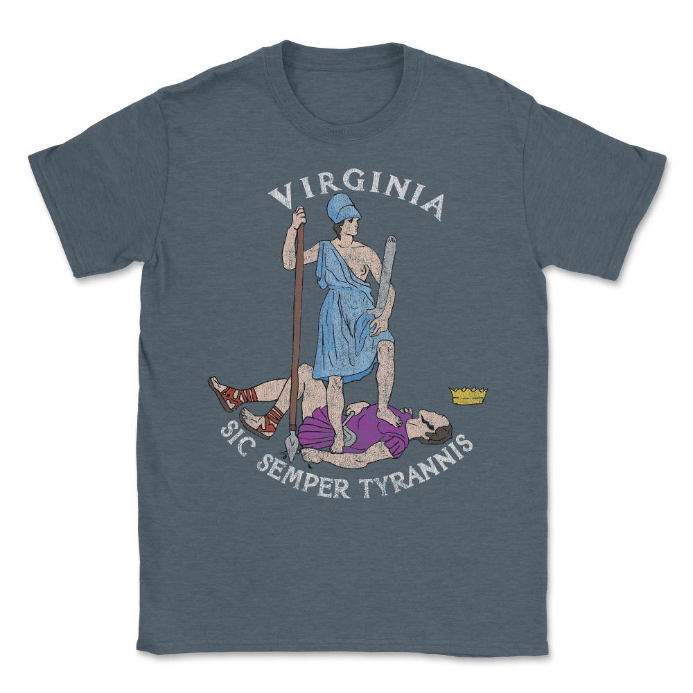 Vintage Seal of Virginia Sic Semper Tyrannis Unisex T-Shirt - Dark Grey Heather