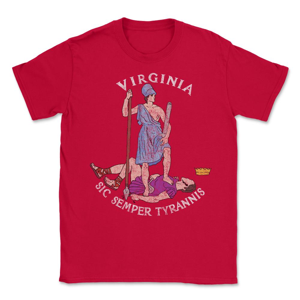 Vintage Seal of Virginia Sic Semper Tyrannis Unisex T-Shirt - Red