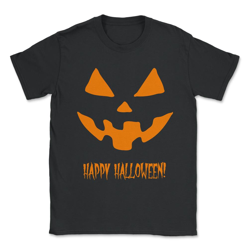 Jack-O-Lantern Happy Halloween Pumpkin Unisex T-Shirt - Black
