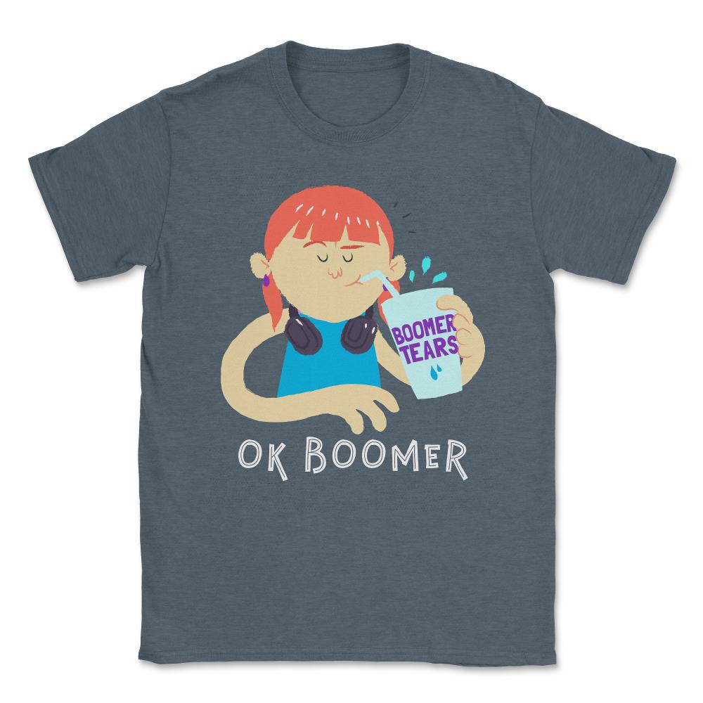 Girl OK Boomer Tears Unisex T-Shirt - Dark Grey Heather