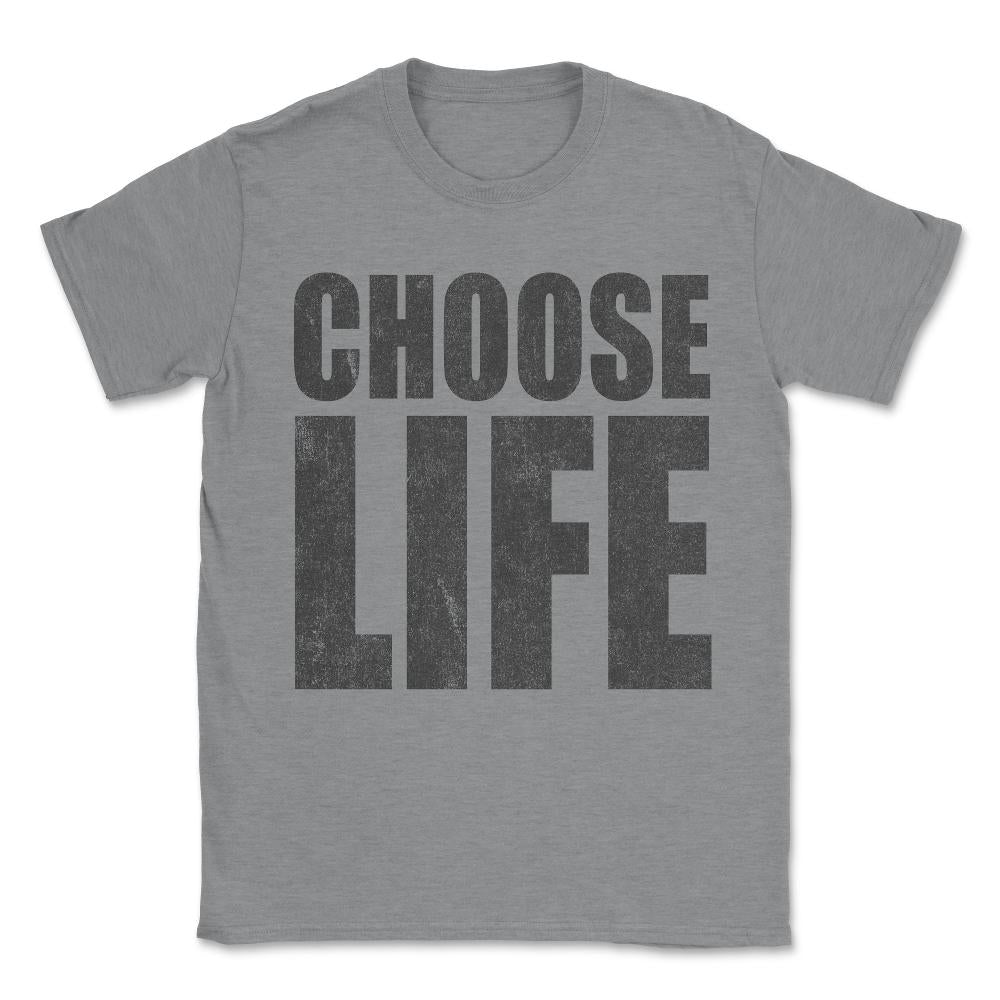 Retro Choose Life Unisex T-Shirt - Grey Heather