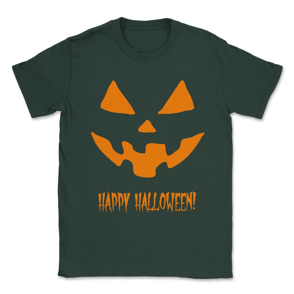 Jack-O-Lantern Happy Halloween Pumpkin Unisex T-Shirt - Forest Green
