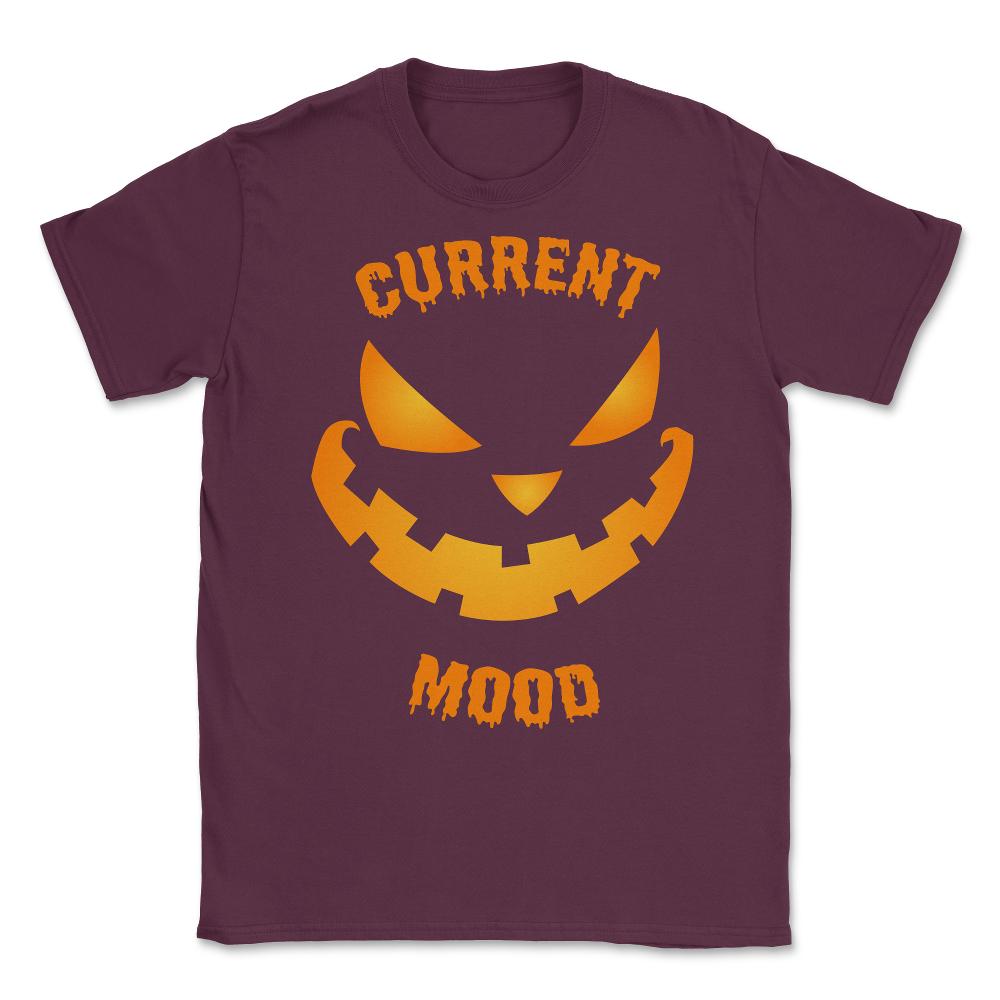 Current Mood Halloween Pumpkin Jack-O-Lantern Unisex T-Shirt - Maroon