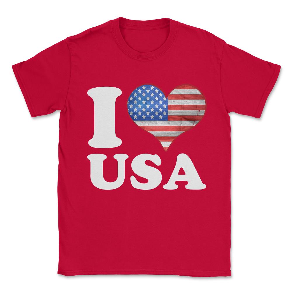 I Love the USA Patriotic Unisex T-Shirt - Red