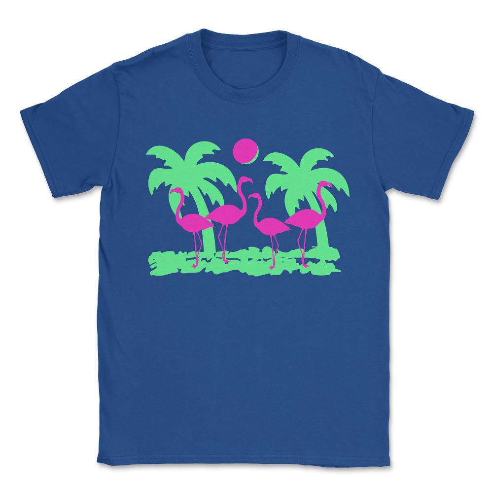 Pink Flamingos Unisex T-Shirt - Royal Blue