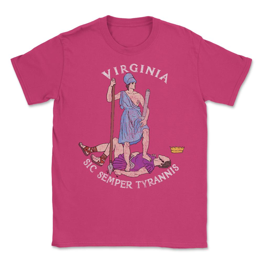 Vintage Seal of Virginia Sic Semper Tyrannis Unisex T-Shirt - Heliconia
