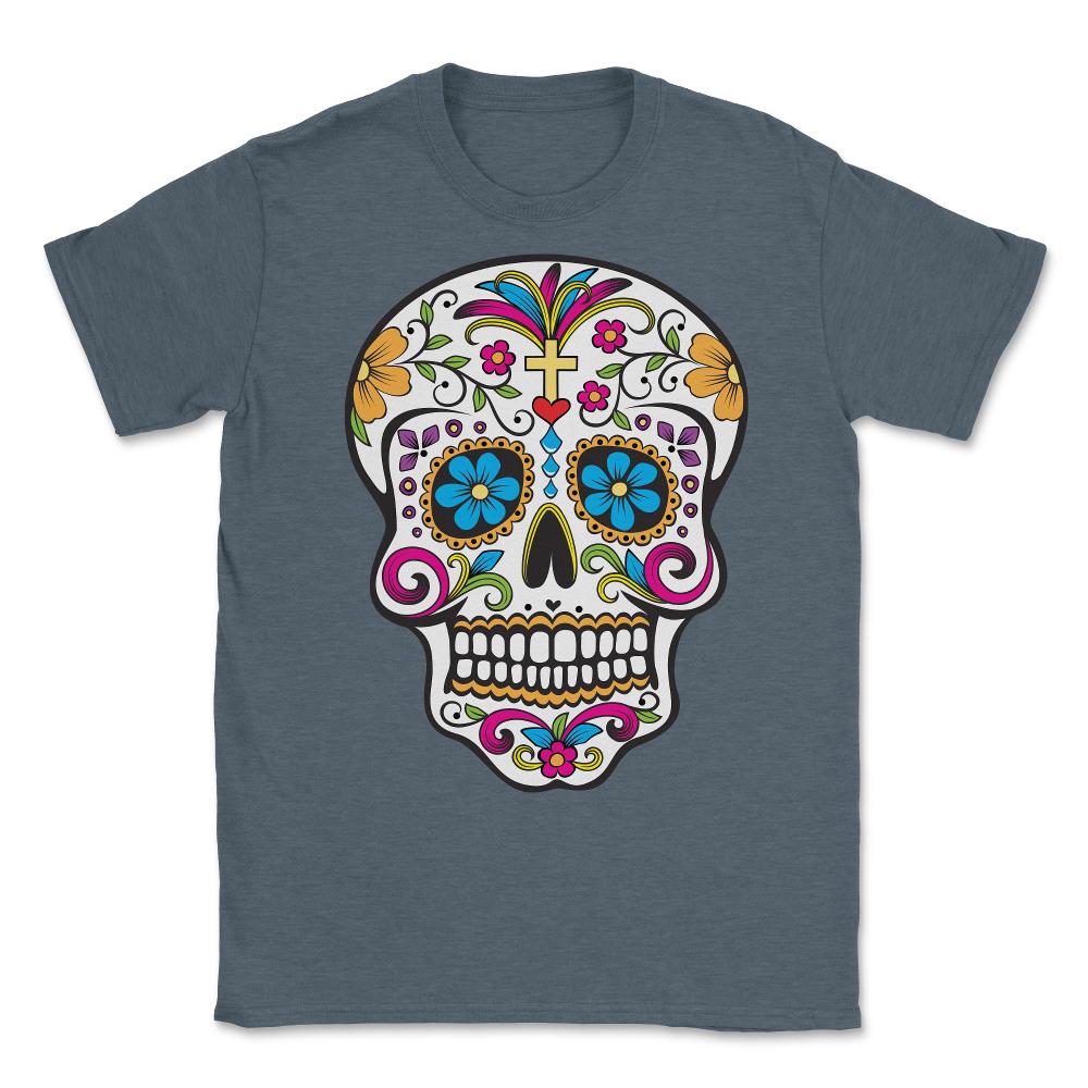 Sugar Skull Day of the Dead Unisex T-Shirt - Dark Grey Heather