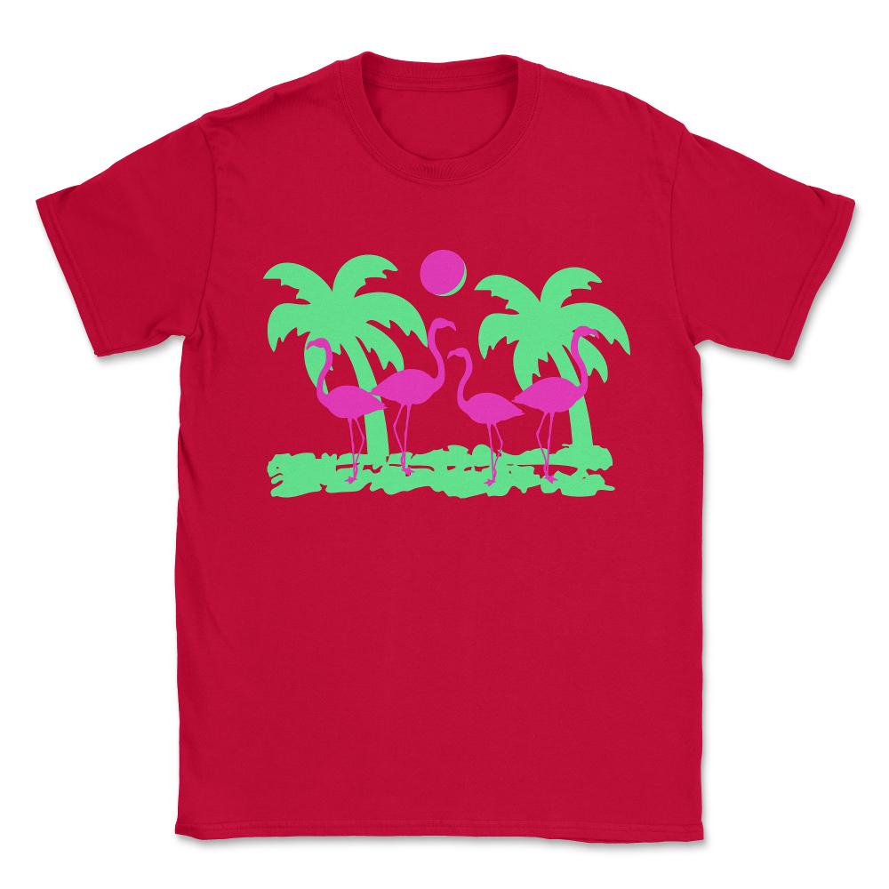 Pink Flamingos Unisex T-Shirt - Red
