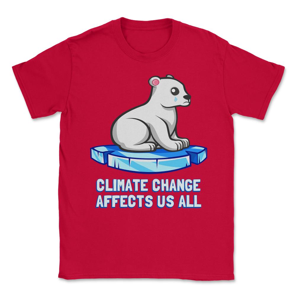 Climate Change Affects Us All Crying Polar Bear Unisex T-Shirt - Red