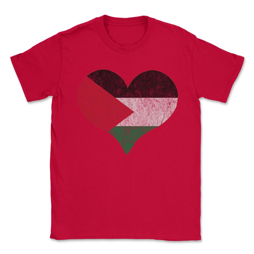 Vintage Palestine Flag Heart Unisex T-Shirt - Red