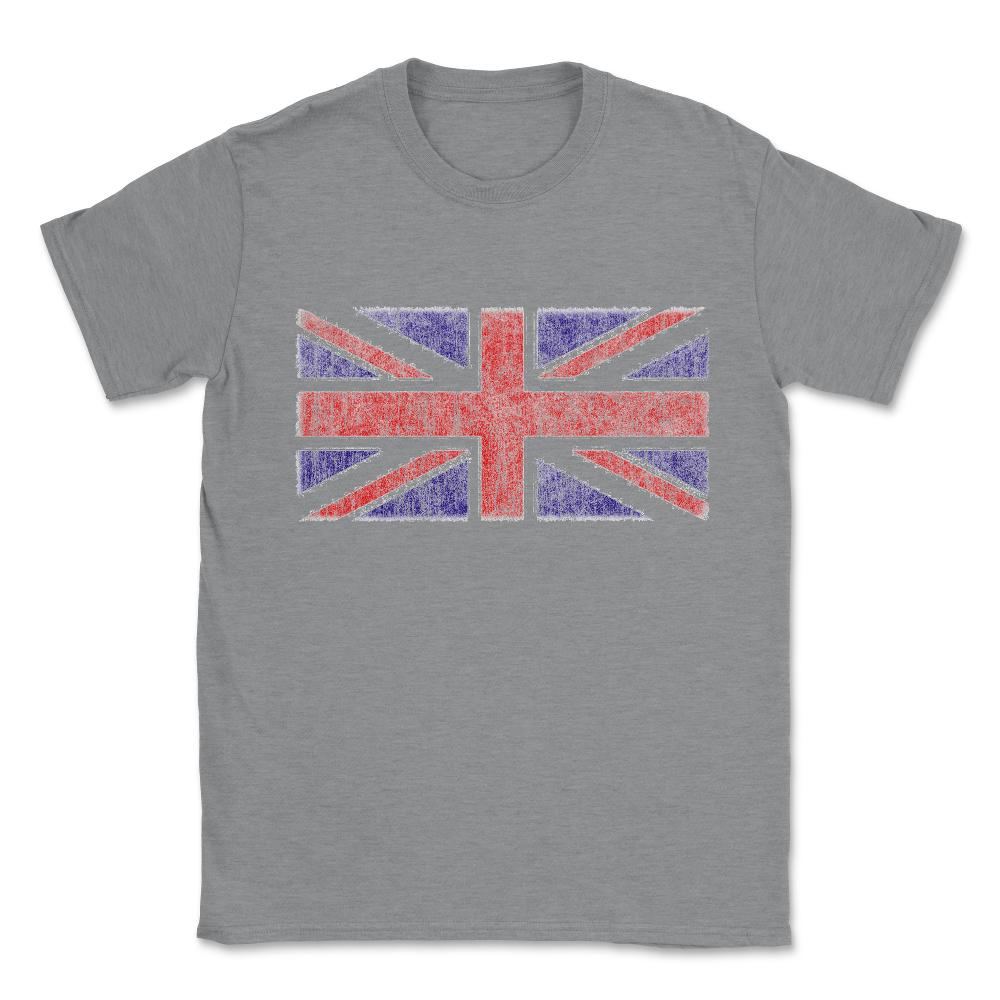 Retro UK Union Jack Flag Unisex T-Shirt - Grey Heather