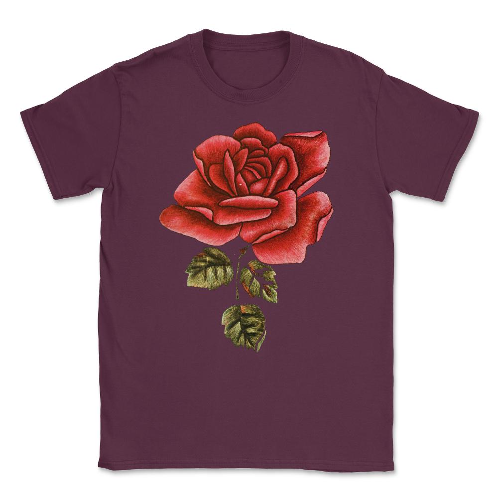 Vintage Rose Unisex T-Shirt - Maroon