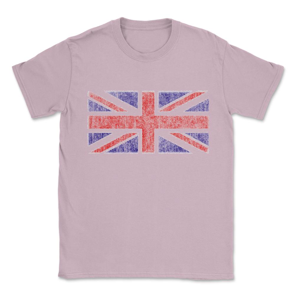 Retro UK Union Jack Flag Unisex T-Shirt - Light Pink