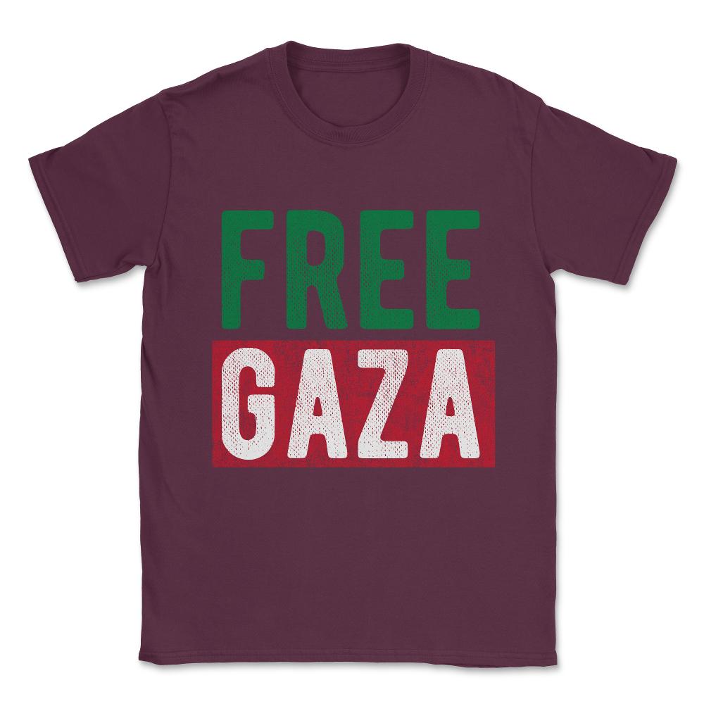 Free Gaza Palestine Unisex T-Shirt - Maroon