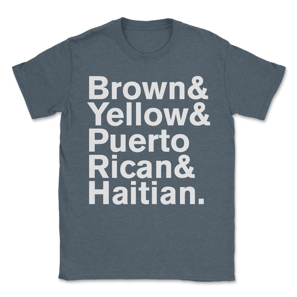 Brown Yellow Puerto Rican Haitian Unisex T-Shirt - Dark Grey Heather