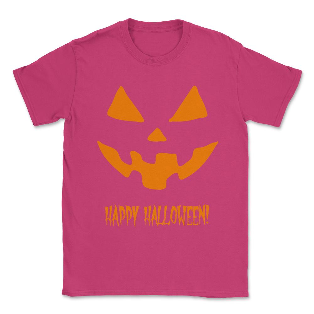 Jack-O-Lantern Happy Halloween Pumpkin Unisex T-Shirt - Heliconia
