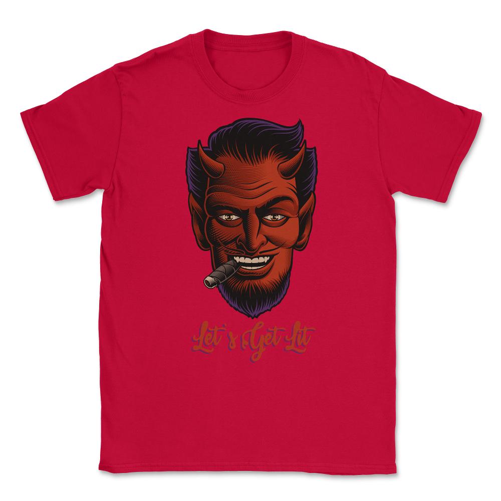 Let''s Get Lit Devil Satan Sin Unisex T-Shirt - Red