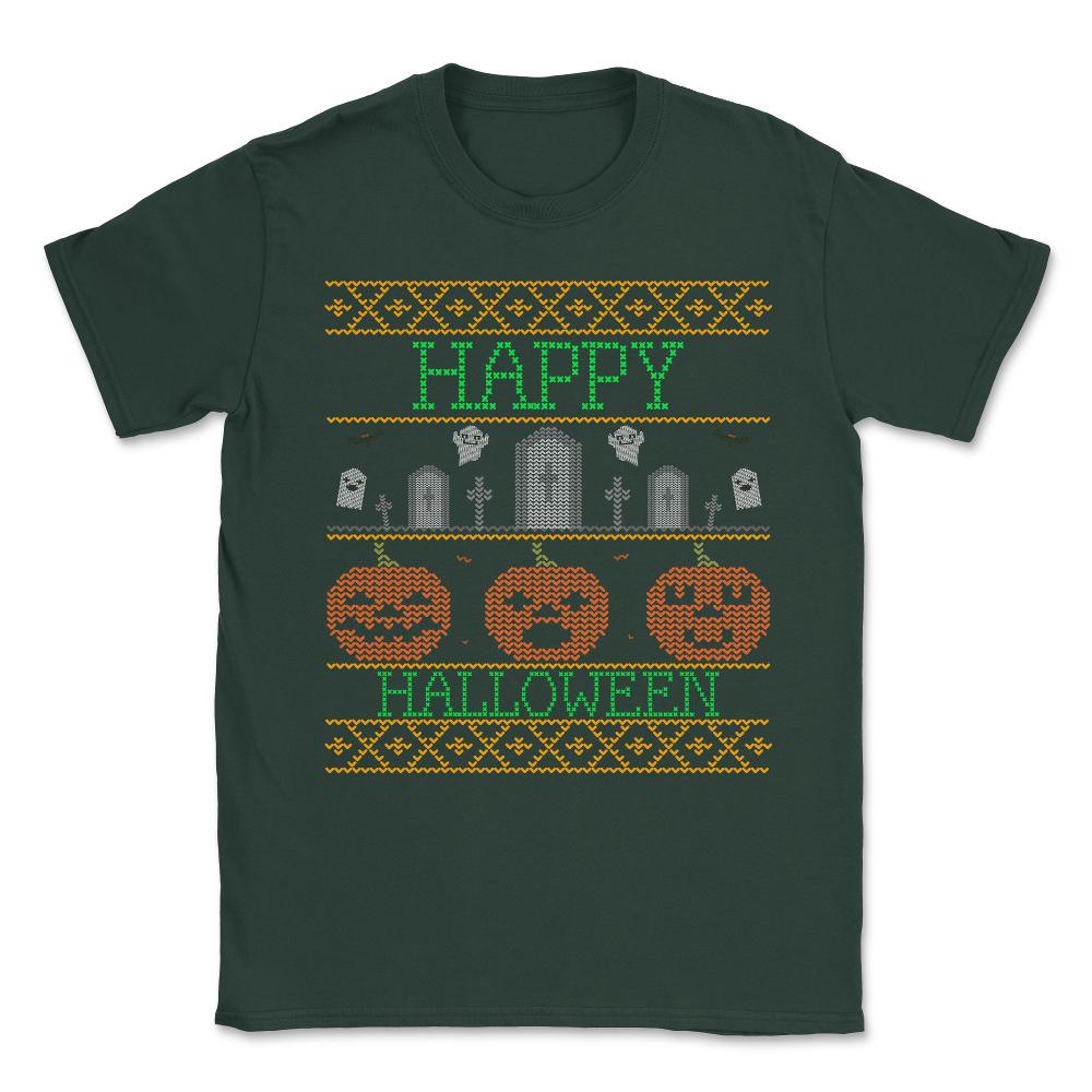 Ugly Halloween Sweater Unisex T-Shirt - Forest Green