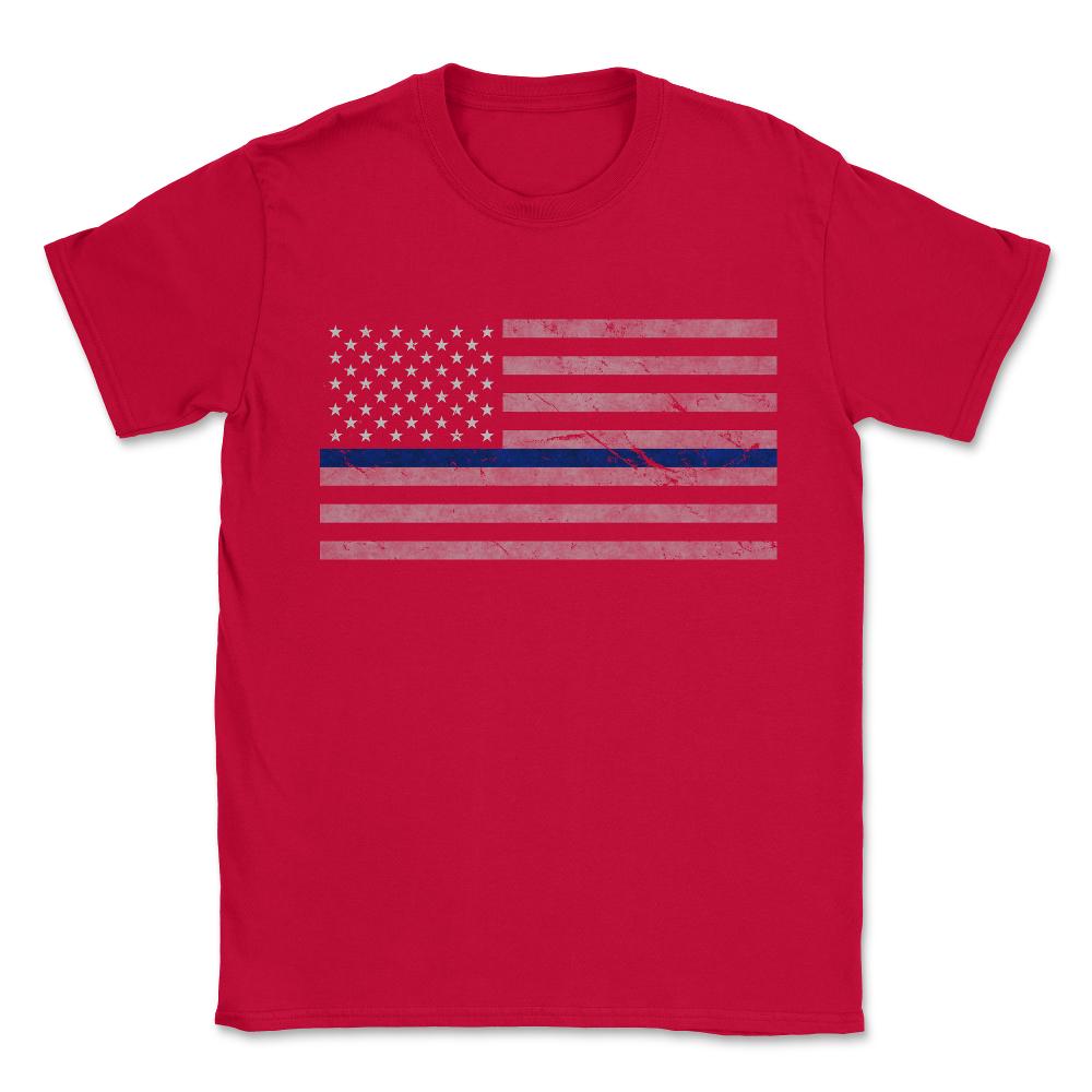 Thin Blue Line US Flag Unisex T-Shirt - Red