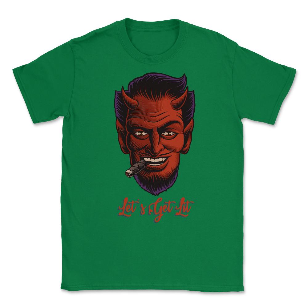 Let''s Get Lit Devil Satan Sin Unisex T-Shirt - Green