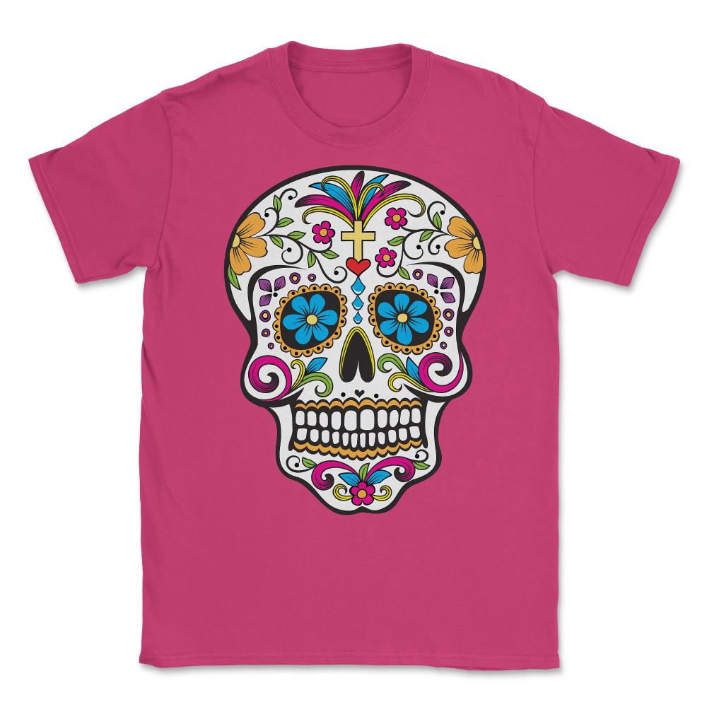Sugar Skull Day of the Dead Unisex T-Shirt - Heliconia