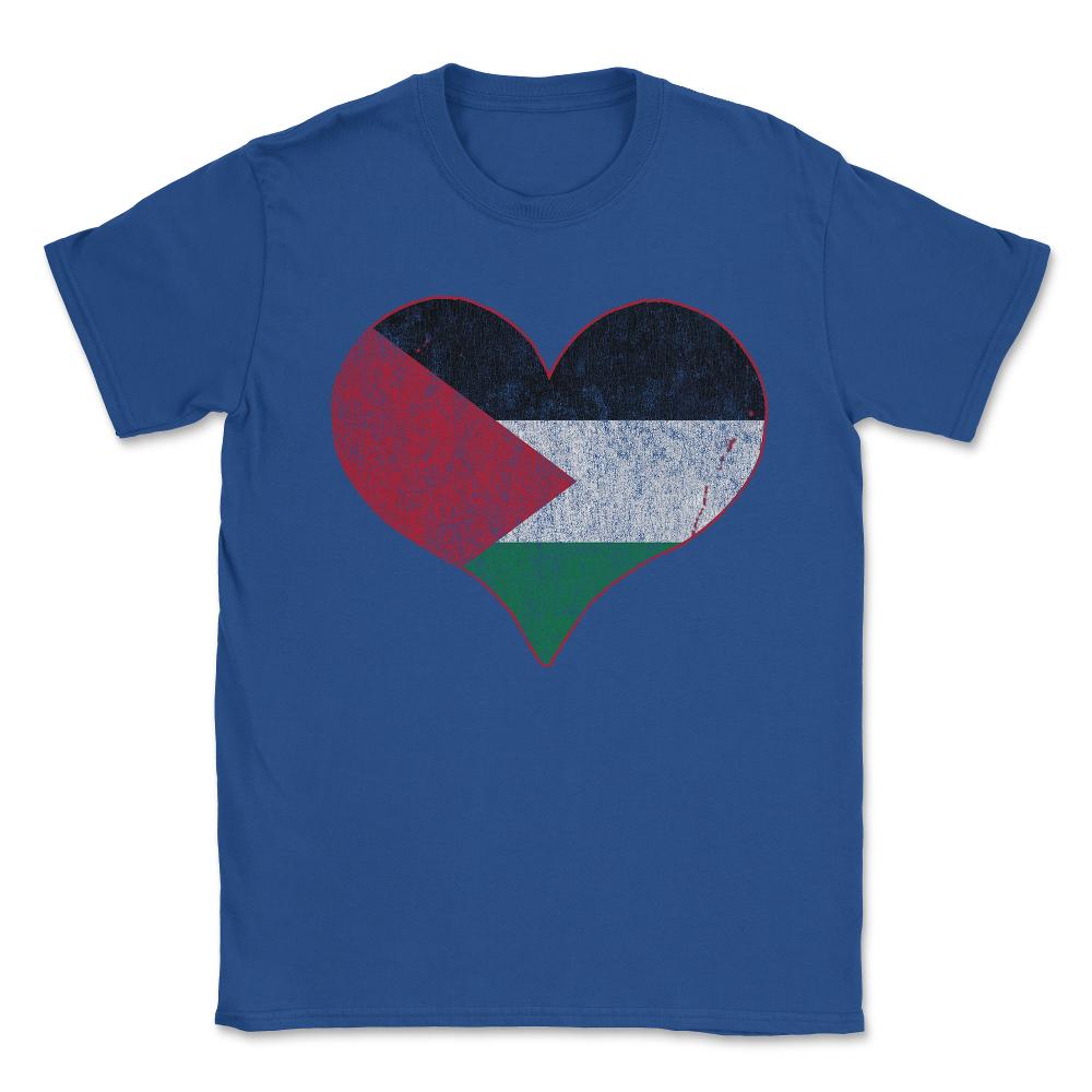 Vintage Palestine Flag Heart Unisex T-Shirt - Royal Blue