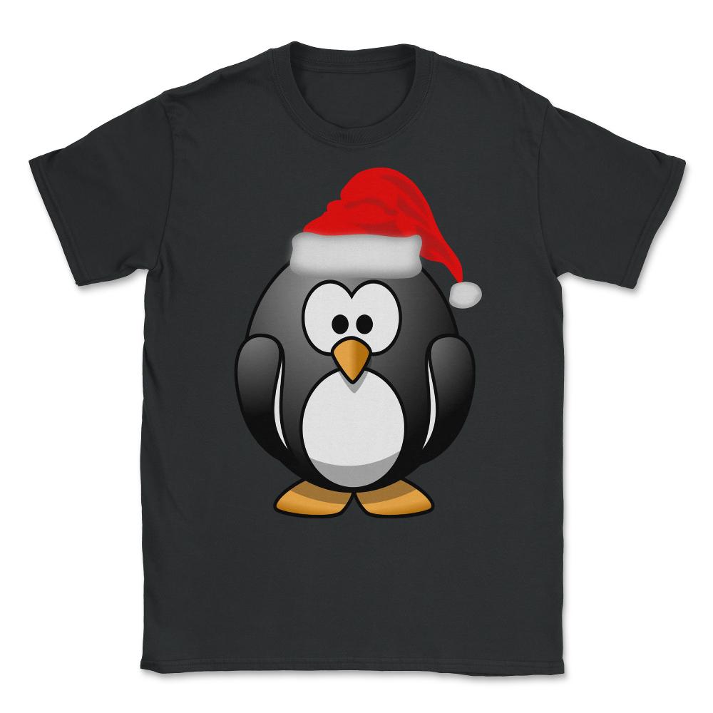 Christmas Santa Penguin Unisex T-Shirt - Black