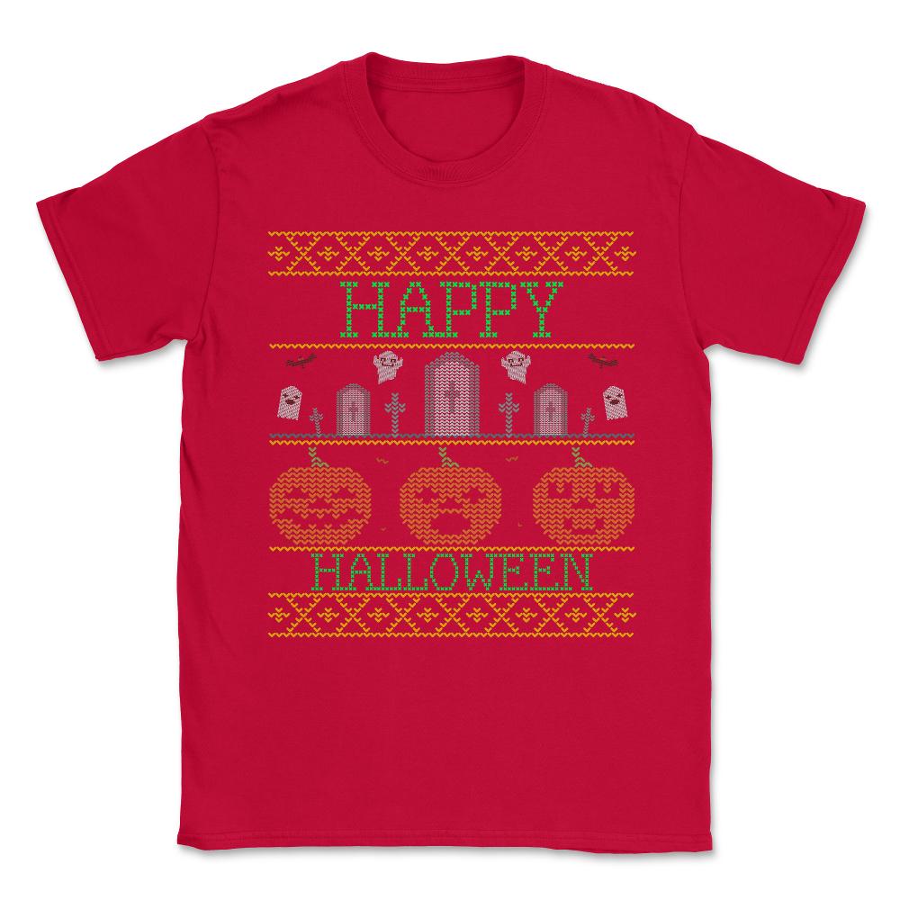 Ugly Halloween Sweater Unisex T-Shirt - Red