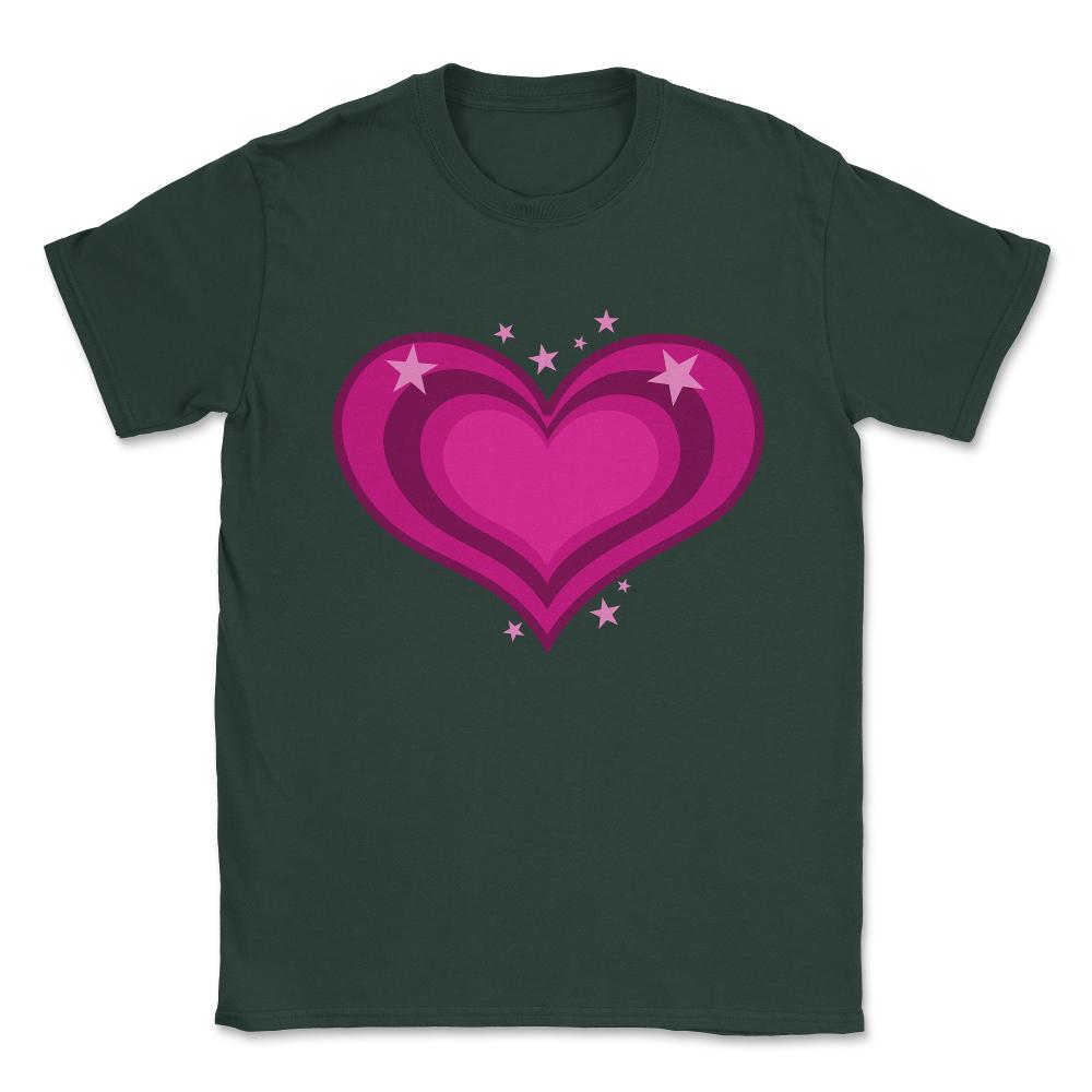 Pink Heart Valentine's Day Be Mine Valentine Unisex T-Shirt - Forest Green