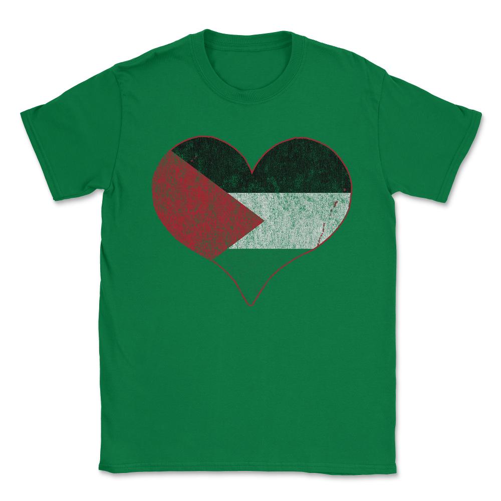 Vintage Palestine Flag Heart Unisex T-Shirt - Green