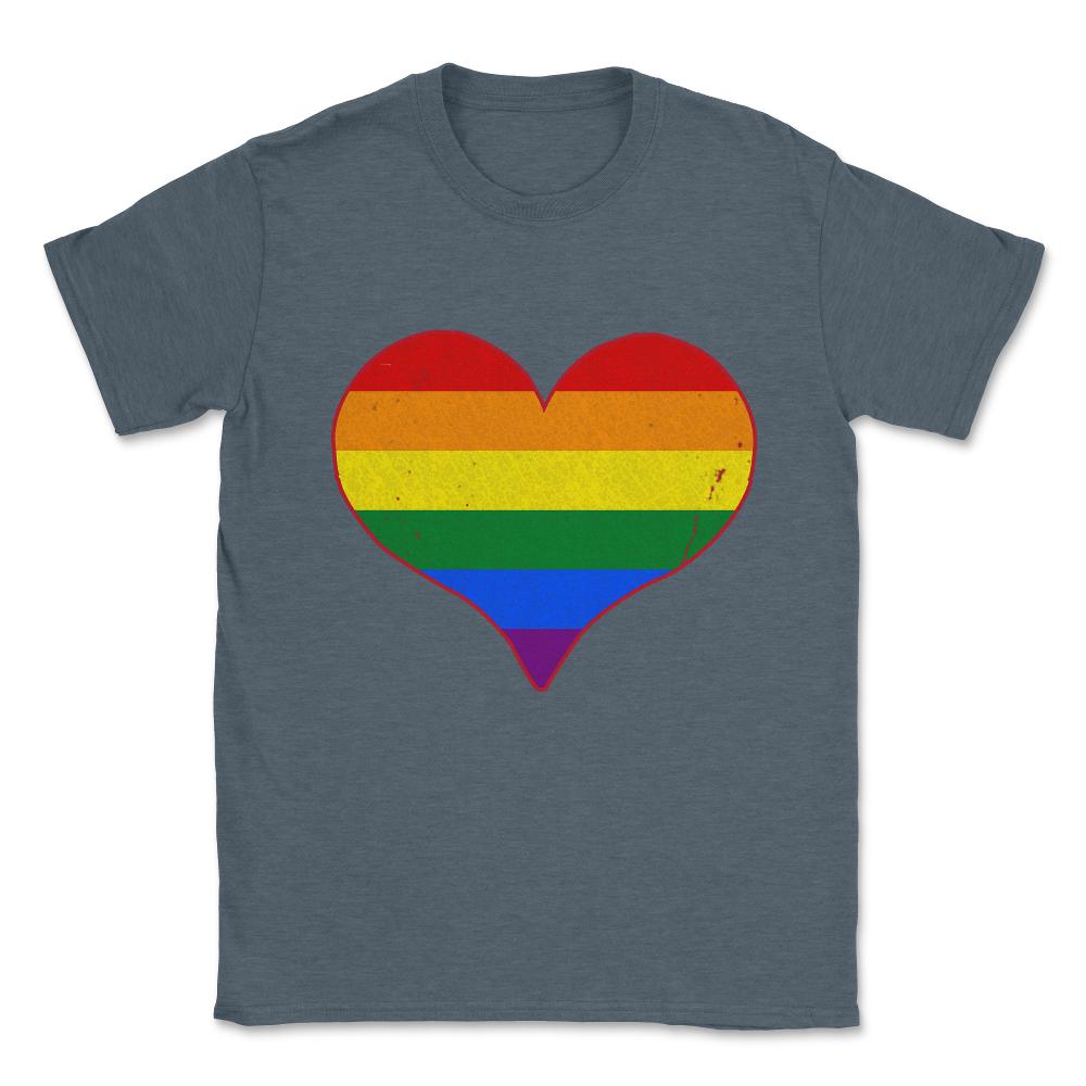 Gay Pride Love Heart Unisex T-Shirt - Dark Grey Heather