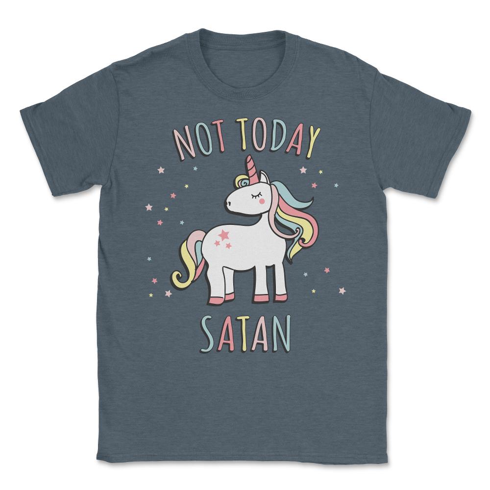 Not Today Satan Unicorn Unisex T-Shirt - Dark Grey Heather