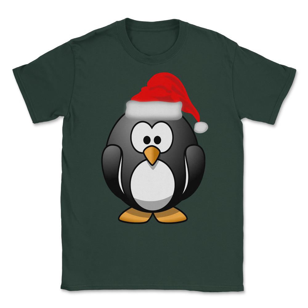 Christmas Santa Penguin Unisex T-Shirt - Forest Green