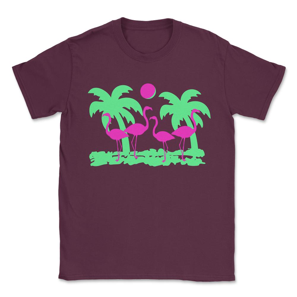Pink Flamingos Unisex T-Shirt - Maroon