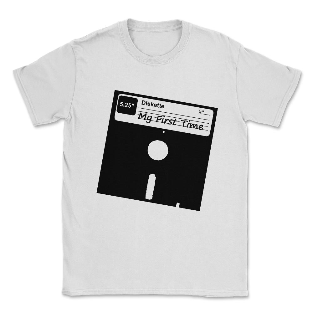 My First Time Retro 80s Floppy Disk Unisex T-Shirt - White