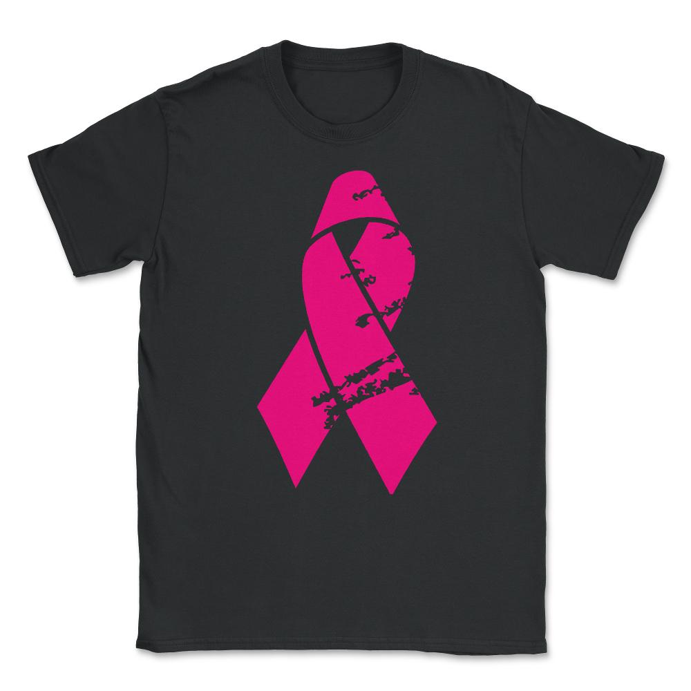 Distressed Pink Ribbon Unisex T-Shirt - Black