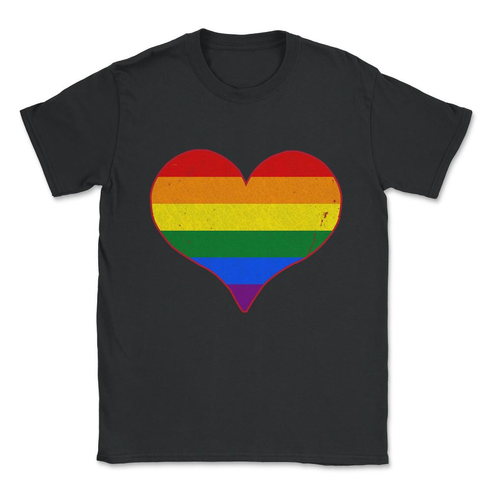 Gay Pride Love Heart Unisex T-Shirt - Black