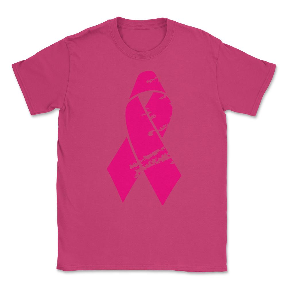 Distressed Pink Ribbon Unisex T-Shirt - Heliconia