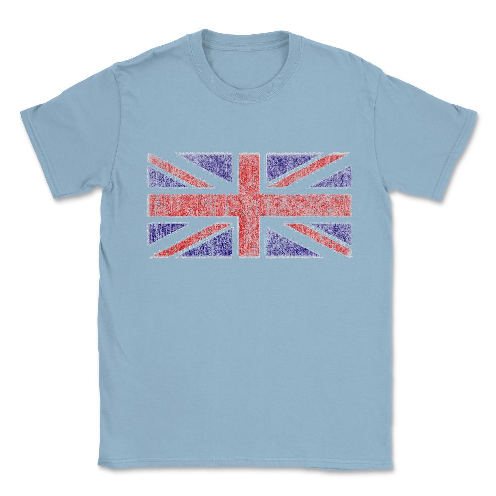 Retro UK Union Jack Flag Unisex T-Shirt - Light Blue