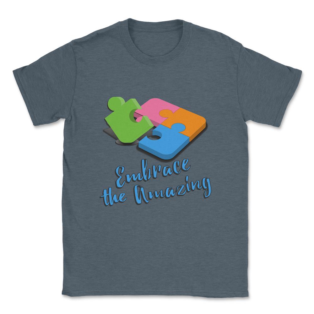 Embrace The Amazing Autism Awareness Unisex T-Shirt - Dark Grey Heather