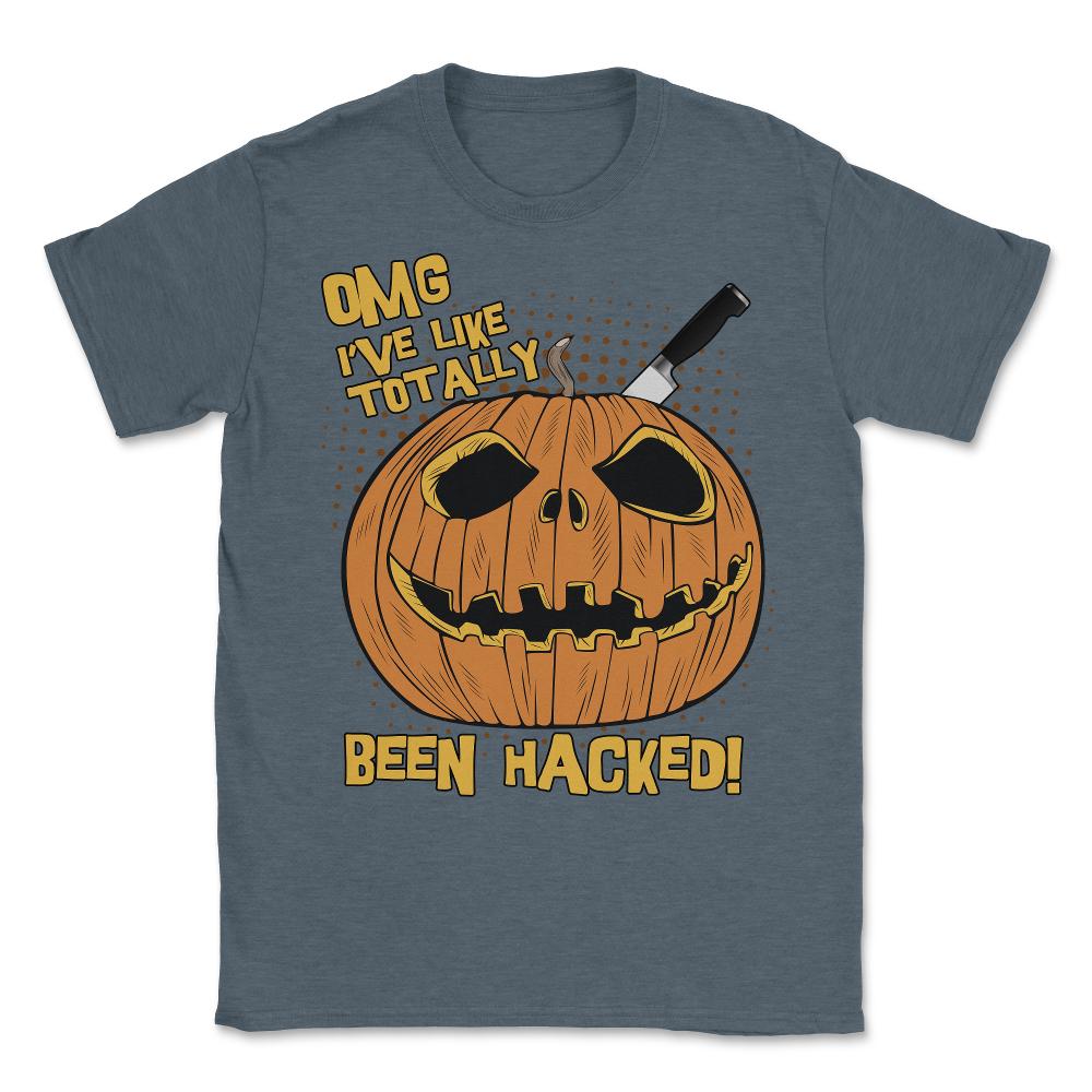 OMG I've Been Hacked Funny Halloween Pumpkin Unisex T-Shirt - Dark Grey Heather