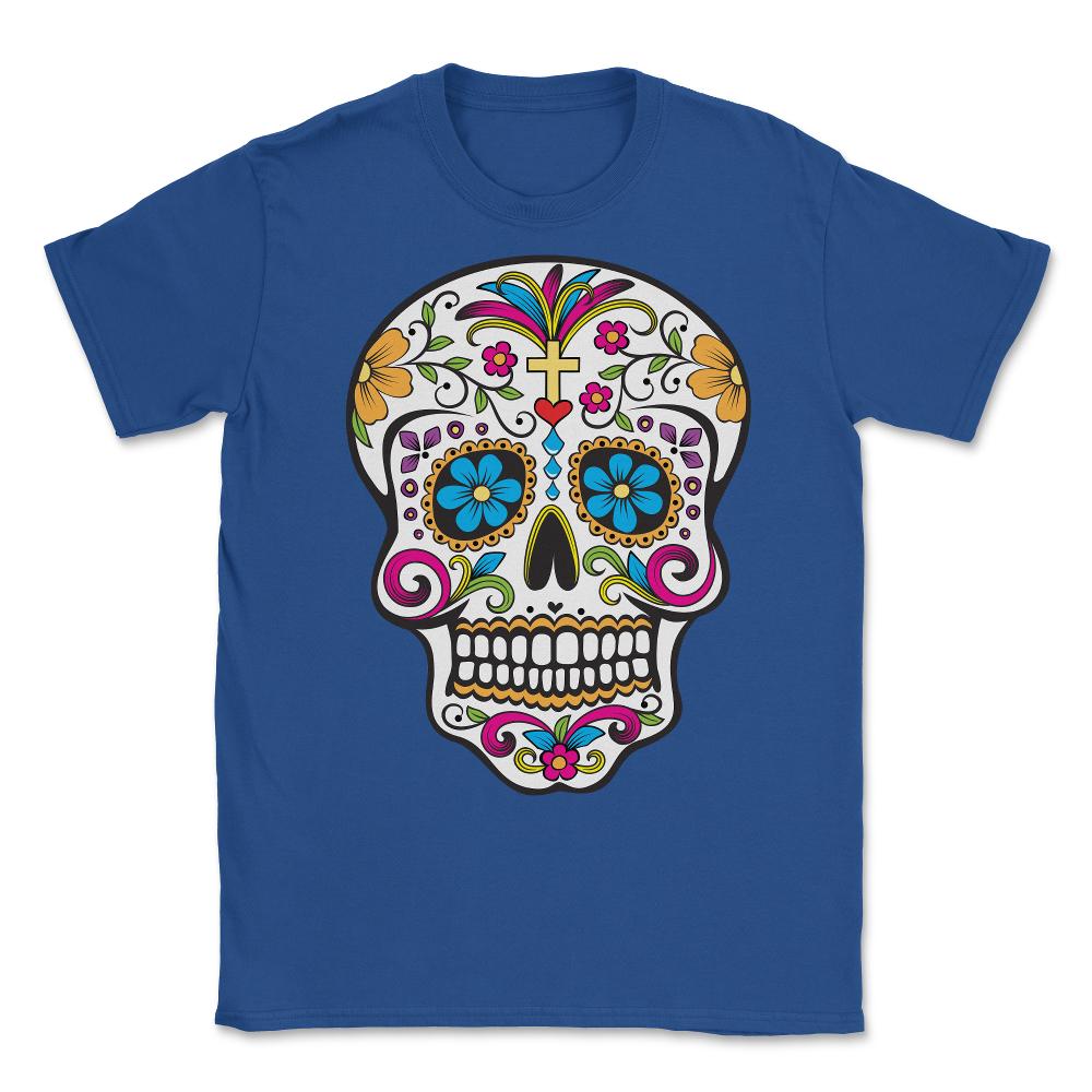 Sugar Skull Day of the Dead Unisex T-Shirt - Royal Blue
